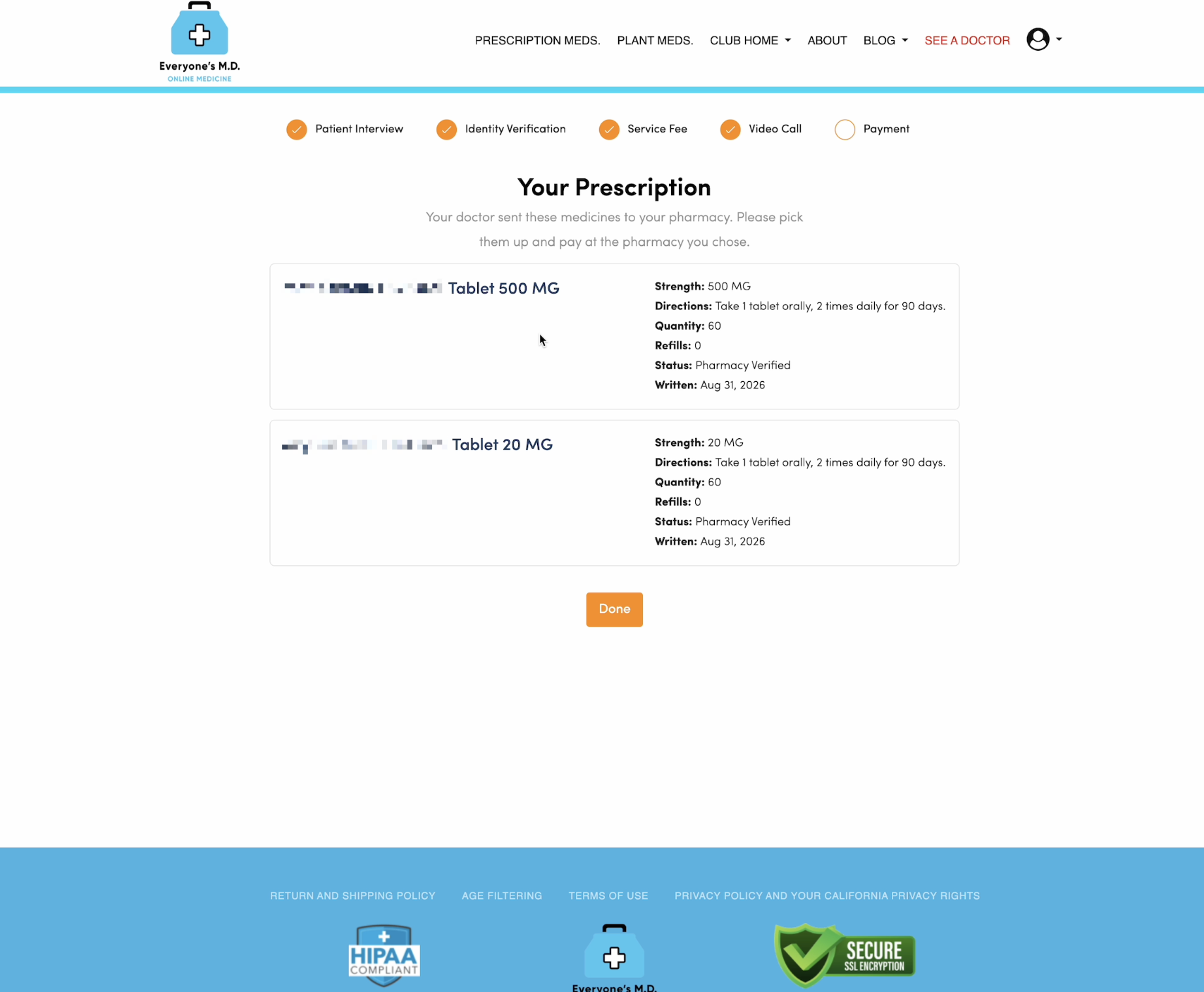 View prescribed medicines and their pharmacy status